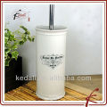 white glaze colored decal ceramic bathroom toilet brush holder